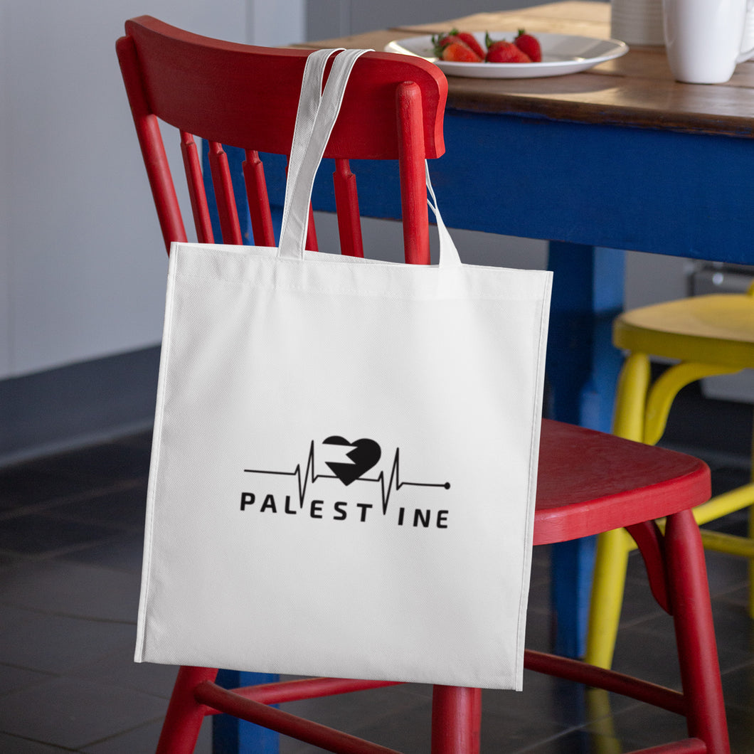 Support Palestine charity - white Tote Bag with Palestine heart beat