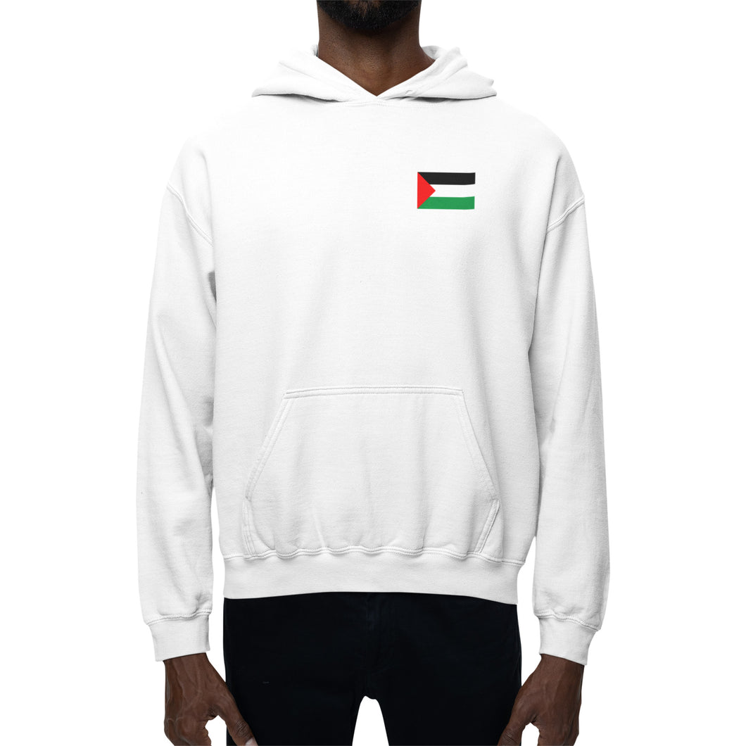Palestine charity hoody - white hoody with small flag