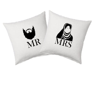 Mr and Mrs cotton cushion cover makes a great Islamic wedding or anniversary gift