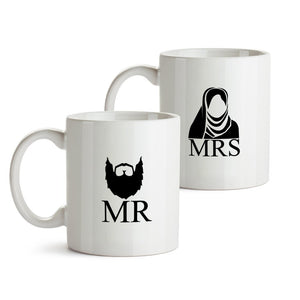 White Mr and Mrs Mugs with a Muslim Twist
